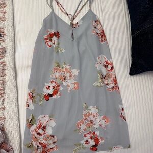 The Impeccable Pig Floral Strappy Dress in Gray and Red